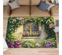 HYGIUID Italian Scenery Rugs Living Room - 120 x 170 cm Floral Windows Bedside Rug for Bedrooms, Vine Nature Garden Office Floor Rugs Non Slip Washable for Kitchen Girls Kids Room