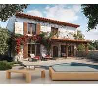 HYGIUID Leisure Villa Mural Swimming Pool Wallpaper Mediterranean Wall Mural Commercial Hotel Poster Custom Wallpaper Massive Panoramic Wall Poster (Non-self-Adhesive)