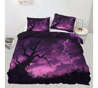 HYGIUID Lightning Duvet Cover Set for Teens Dead Trees Bedding with 1 Pillowcases Natural Weather Microfiber with Zipper - All Seasons Use (Single 135x200cm)