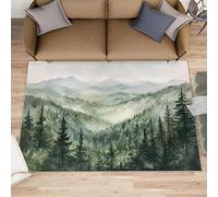 HYGIUID Misty Forest Door Mat - 60 x 90 cm Heavy Fog Forest Kitchen Rug, Ink Grove Indoor Bathroom Outside Doormat Washable for Hallway Corridor Bedroom Bedside