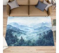 HYGIUID Misty Forest Hallway Rug - 70 x 120 cm Heavy Fog Forest Runner Rugs for Kitchen, Ink Grove Corridor Short Pile Rug Anti Slip for Nursery Kids Bedroom Bedside