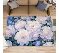 HYGIUID Modern Floral Kitchen Runner - 80 x 150 cm Simple Flowers Door Runner, Holy Simple Plants Bedroom Rugs Non Slip Anti Fatigue for Hall Entrance Hallway Corridor