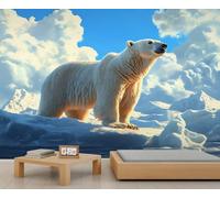 HYGIUID Polar Bear Mural Glacier Wallpaper Polar Region Wall Mural Giant Home Living Room Dining Room Wall Decor Poster (Non-self-Adhesive)