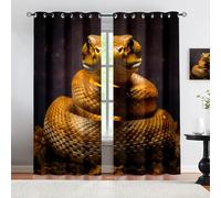 HYGIUID Realistically Detailed Golden Snake Blackout Curtains for Bedroom, Animal Snake Thermal Curtains Curtains Blackout for School Classroom Nursery Dormitory, 46.1" x 63", 2 Panels