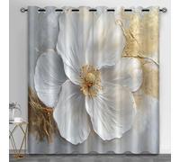 HYGIUID Relief Florals Small Window Curtains, White Florals Short Curtain for Windows 3D Flowers Kitchen Window Curtains over Sink for Kitchen Laundry Room Loft, 28" x 54.3", 2 Panels