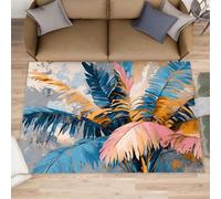 HYGIUID Rustic Leaves Rugs Living Room - 140 x 200 cm Tropical Plants Carpet Short Pile Rugs, Vintage Leaves Anti Slip Carpets Easy Care for Boys Bedroom Dining Room