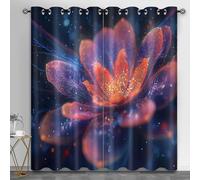 HYGIUID Sci-Fi Florals Small Window Curtains, Neon Florals Short Curtain for Windows Fantasy Flowers Kitchen Window Curtains over Sink for Kitchen Laundry Room Loft, 28" x 54.3", 2 Panels