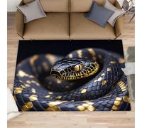 HYGIUID Snake Kitchen Runner - 80 x 150 cm Nature Reptile Animal Door Runner, Black-Gold-Snake Bedroom Rugs Non Slip Anti Fatigue for Hall Entrance Hallway Corridor