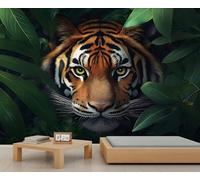 HYGIUID Tigers Mural Jungle Tigers Wallpaper Wild Animals Wall Mural Panoramic Office Reception Studio Backdrop Custom Photo Wallpaper (Non-self-Adhesive)