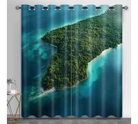 HYGIUID Tropical Island Small Window Curtains, Coastal Scenery Short Curtain for Windows Natural Beach Kitchen Window Curtains over Sink for Kitchen Laundry Room Loft, 28" x 54.3", 2 Panels
