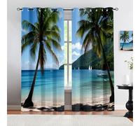 HYGIUID Tropical Shores Blackout Curtains - Coastal Oasis Insulated Thermal & Modern Window Treatments for Bedroom, Kitchen & Living Room, 46.1" x 90.2", 2 Panels
