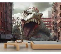 HYGIUID Urban Beast Mural City Disaster Wallpaper Dinosaur Monster Wall Mural Giant 3D Wallpaper Commercial Scale Coffee Shop Lounge Gallery (Non-self-Adhesive)
