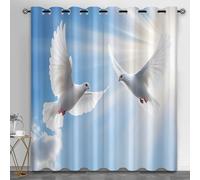 HYGIUID White-Dove Curtains for Bedroom, Peaceful Dove Light Filtering Curtains Animals Kitchen Window Curtain for Beauty Salon Spa Library, 46.1" x 90.2", 2 Panels