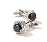 HYgloF Cufflinks Men's Cufflinks Black Zirconia Gold Silver Round Buttons Formal Shirt Cufflinks gemelli Camicia Uomo, One Size, agate