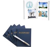 Hygloss 10 Blank Passport Books - 4.25 x 5.5-Inch - Fake Blue Passports - Travel Journal - Fun Pretend Activity for Kids - Classroom and Party Favors - Imaginary Travel - 24 Blank Pages - 10 Books