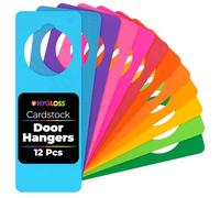 Hygloss 12 Cardstock Door Hangers - DIY Doorknob Tag - Bright Assorted Colors - Fun Arts & Crafts Activity for Home, Classroom, Office, Approx. 4” x 11”