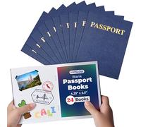 Hygloss 24 Blank Passport Books - 4.25 x 5.5-Inch - Fake Blue Passports - Travel Journal - Fun Pretend Activity for Kids - Classroom and Party Favors - Imaginary Travel - 24 Blank Pages - 24 Books