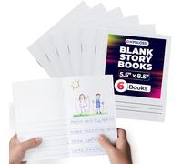 Hygloss 6 Pcs Blank Storybooks for Kids - Bulk Small Notebooks Journals White Soft Cover Notebooks - 5.5x8.5-24 Half-Lined Pages - Blank Books for Kids to Write Stories & Illustrate