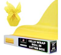 Hygloss 71008 Cello Gift Wrap Roll in Cutter Box, 20-Inch by 100-Feet, Yellow (Amber)