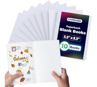 Hygloss Blank Books 5.5 x 8.5 Inches - 10 Pack - White Paperback for Drawing & Writing - Empty Books for Journaling, Sketching or Arts & Craft