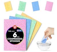 Hygloss Compressed Sponges for Crafts - 6 Pack 3x4 Rectangle-Shaped Sponges - Expanding Paint Sponge Shapes for Kids - Art Sponge for Painting, DIY Crafts, Sensory Water Play & More - Assorted Colors
