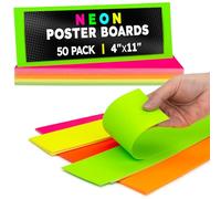 Hygloss Neon Word Cards - Vibrant 4 x11-Inch Cardstock Flashcards, 5 Assorted Fluorescent Colors, Pack of 50, Double-Sided, Blank Flashcards for Classroom, Home or Office, Ideal for Teachers