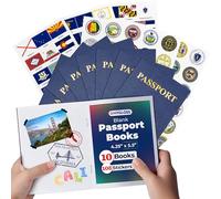 Hygloss Products 10 Blank Passport Books with 108 US State Flags and Seals Stickers, for Kids and Teachers, Includes All 50 United State Flags and Seals