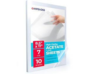 Hygloss Products Acetate Sheets for Crafts, Clear Overhead Projector Film, for Arts and Craft Projects and Classrooms, Stencil Making Sheets, Not for Printers, 8.5” x 11”, 10 Pack
