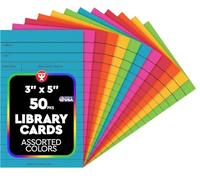 Hygloss Products Library Checkout Cards - Bright Colored Due Date Note Cards - 3 x 5 Inches, 50 Pack