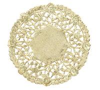 Hygloss Products Round Paper Doilies Decorative, Metallic Foil Gold Lace Disposable-Food Grade Safe-8 Inches-100 Pack, 8-Inch