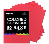 Hygloss Red Bright Colored Cardstock - 8.5x11-Inch, 90 Sheets, 65 lb/ 176 gsm, Fade-Resistant, Acid-Free Color Card Stock Paper