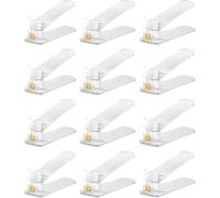 Hygrad 12pcs Shoe Organiser Slots Adjustable 3-Level Shoe Storage Stackable Slots Non Slip Acrylic Shoe Cabinet Organiser For Shoes (Clear)