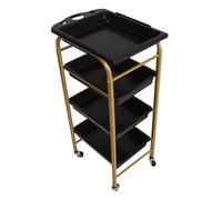 HYGRAD® 4 Layers Barber Storage Cart Hairdresser Trolley Cart On Wheels Organiser Gold Interchangeable Trays For Hairdresser Tattoo Parlour Spa Nail Salon Dental Surgery Barber
