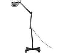 HYGRAD® 5X Magnifier Vertical Clip Floor Stand Lamp Glass Adjustable Rolling Diopter Salon SPA Beauty Makeup Skincare Nail Tattoo Light Magnifying Tool (Black)
