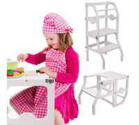 Hygrad Built to Survive 2 in 1 Kids Kitchen Step Stool Helper with Safety Rail Learning Tower in White Hygrad Built to Survive White
