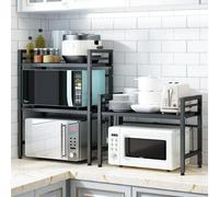 Hygrad Built to Survive 2 Tier Heavy Duty Extendable Adjustable Microwave Oven Stand Kitchen Organiser Tidy Oven Rack, 2-Tier Shelf & Organizer 3 Hygrad Built to Survive Black