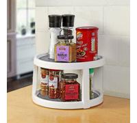Hygrad Built to Survive 2-Tier Round Lazy Susan Turntable Organizer 360 Rotating Kitchen Storage Tray With Non-Slip Liner & Raised Edge Ideal For Spices