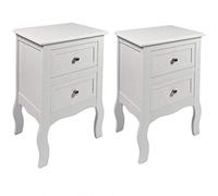 HYGRAD BUILT TO SURVIVE 2 x Chic White Wooden Free Standing Bedroom Bedside Table Unit Cabinet Nightstand 2 Drawers, White Bedside Table with Storage Cabinet, Wooden End Side Table Living Room
