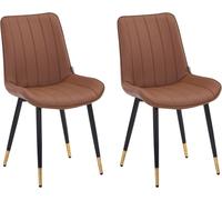 Hygrad Built to Survive 2 x Faux PU Leather Accent Padded Cushioned Dining Office Living Room Chairs With Chrome Legs in Brown Hygrad Built to Survive Brown