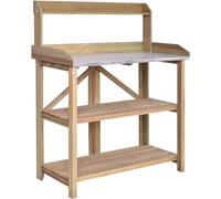 HYGRAD BUILT TO SURVIVE 3 Tier Wooden Potting Planting Outdoor Garden Work Bench Table Station Storage Shelf Tray Wood Garden Planting Work Station Bench with Hooks and Shelves for Patios/Courtyards,