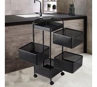 Hygrad Built to Survive 4 Tier Rolling Multi-purpose Metal Rotating Rolling Free Standing Detachable Mesh Potato/Fruits/Vegetable Storage Baskets Hygrad Built to Survive Black