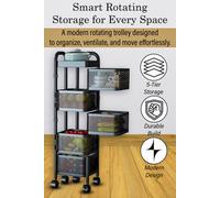 Hygrad Built to Survive 5 Tier Square Rotating Kitchen Bathroom Trolley Cart Storage Basket Shelf With Wheels