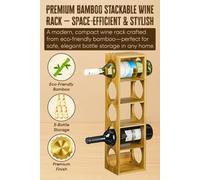 Hygrad Built to Survive Bamboo Stackable Wine Rack Stand Holder Wall Mountable, Free Standing Or Horizontally 5-Bottle Storage Display, Countertop Rack