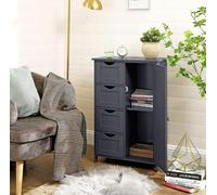Hygrad Built to Survive Bathroom Floor Cabinet Cupboard Free Standing Wooden Cabinet Storage Unit with 4 Drawers & 1 Door, Adjustable Shelf, Grey Hygrad Built to Survive Grey