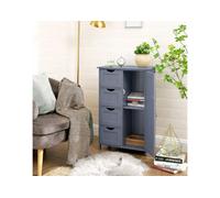 Hygrad Built to Survive Bathroom Floor Cabinet Cupboard Free Standing Wooden Cabinet Storage Unit With 4 Drawers & 1 Door, Adjustable Shelf