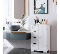 Hygrad Built to Survive Bathroom Floor Cupboard Wooden Cabinet Storage Unit with 4 Draw 1 Door in White Hygrad Built to Survive White