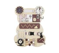 HYGRAD Montessori Busy Board Kids Toddler Activity Board Play Toy Fiddling Activity Travel Toy For Children (Brown)