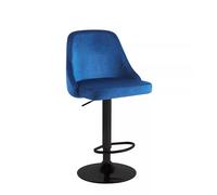 (Set of 2 stools, Blue+Black Base) 1/2x Breakfast Velvet Bar Stools Swivel Gas Lift Rest Chair Kitchen Barstool UK
