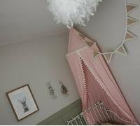 HYGRAD BUILT TO SURVIVE Children Bed Canopy Round Dome, Nursery Decorations, Mosquito Net, Kids Princess Play Tents, Room Decoration for Baby (Pink Canopy With Silver Stars)