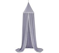 HYGRAD BUILT TO SURVIVE Children Bed Canopy Round Dome, Nursery Decorations, Mosquito Net, Kids Princess Play Tents, Room Decoration for Baby (Grey Canopy & Gold Stars)